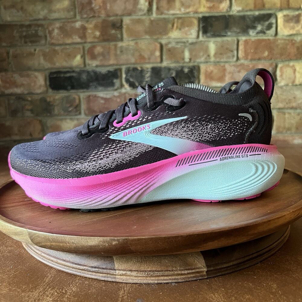 Brooks Adrenaline GTS 25 Supportive Women's 8 Black Pink Running Shoes Sneakers